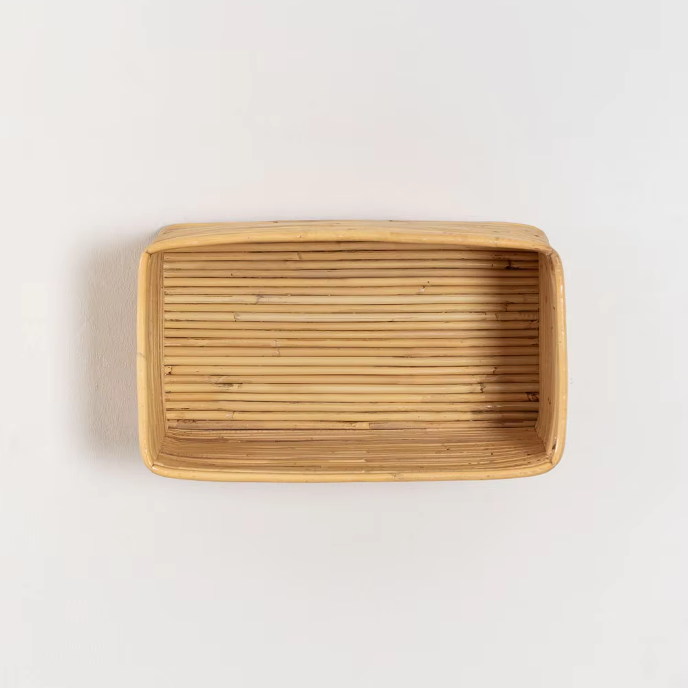 Rectangular rattan wall shelf Made In Vietnam Eco-friendly material used for Home decoration Storage shelf Wholesale 3
