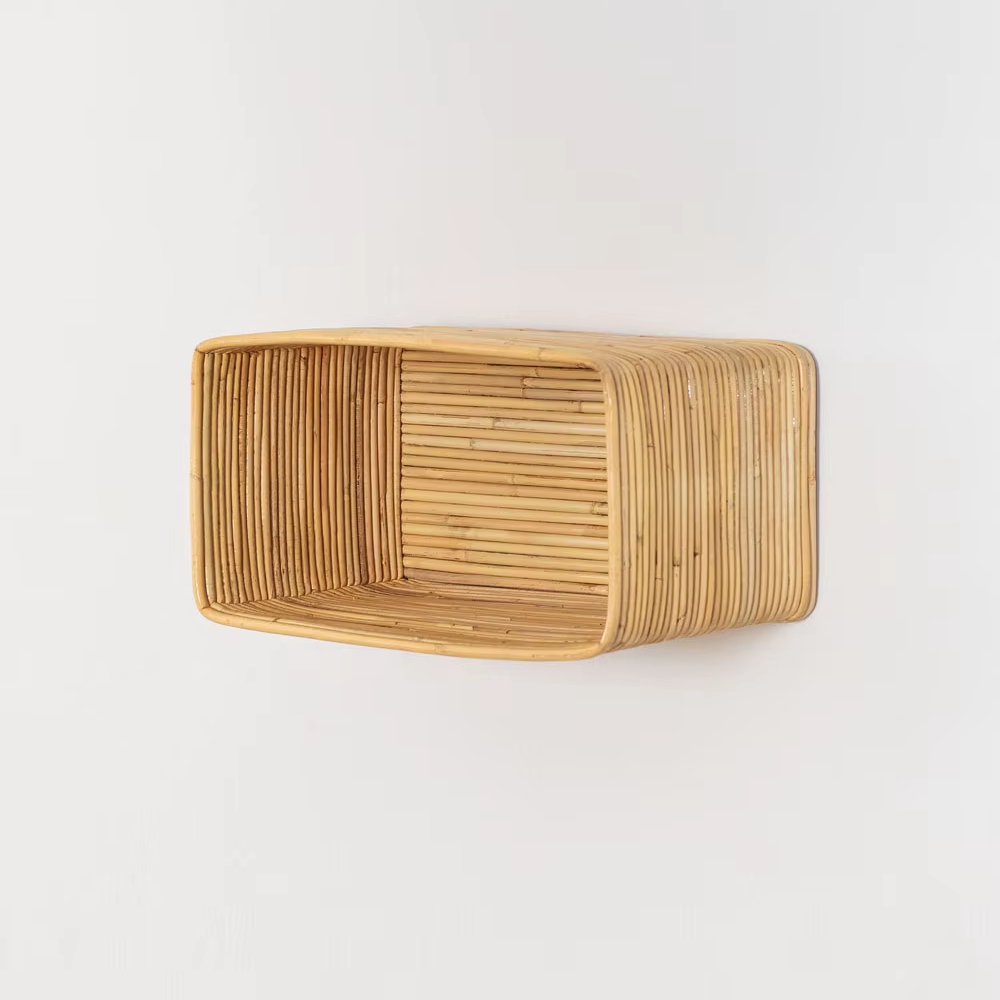 Rectangular rattan wall shelf Made In Vietnam Eco-friendly material used for Home decoration Storage shelf Wholesale 1
