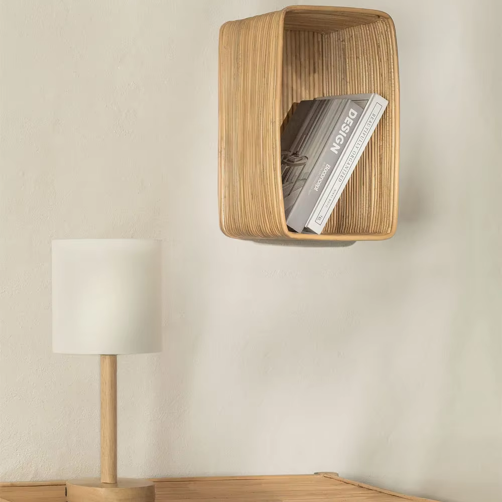 Rectangular rattan wall shelf Made In Vietnam Eco-friendly material used for Home decoration Storage shelf Wholesale 6