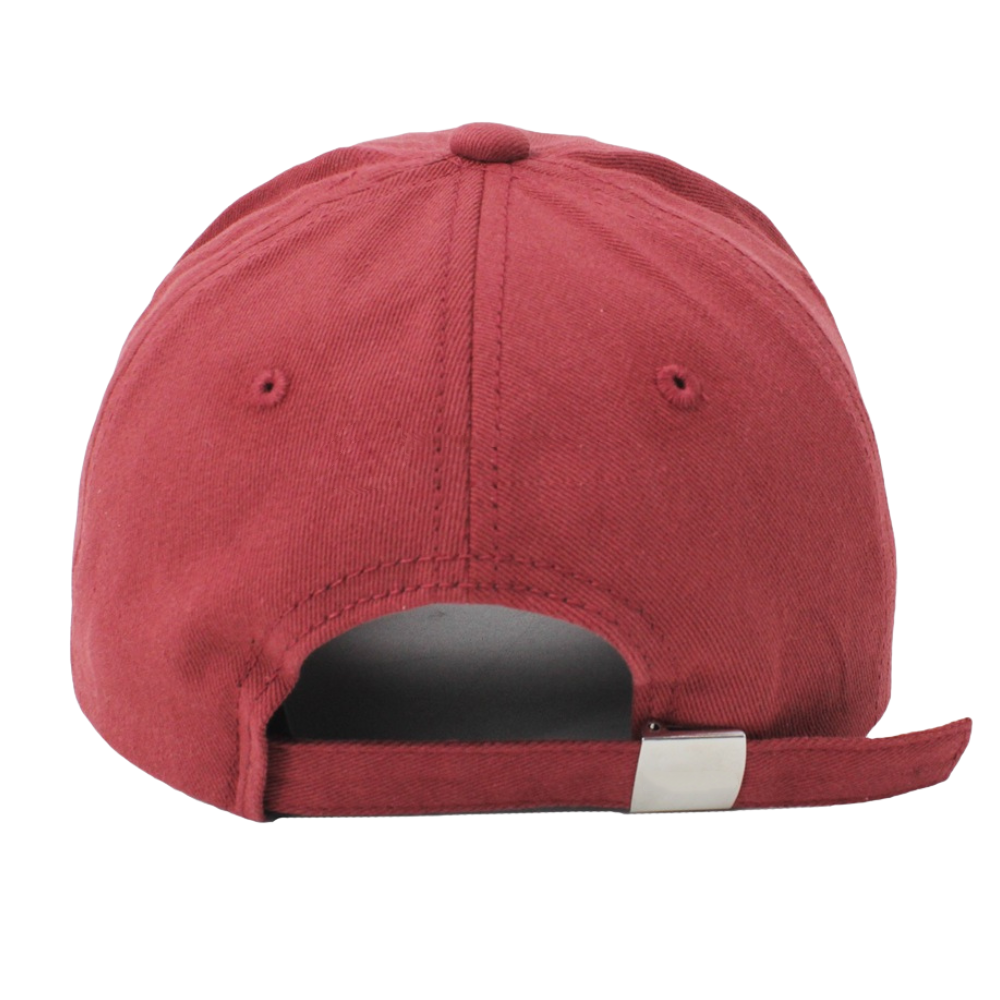 Red 6 Panel Baseball Cap Structured Custom 3D Embroidered Logo On Front Side For Your Brand Tag On Sweatband Strap Back Closure 7