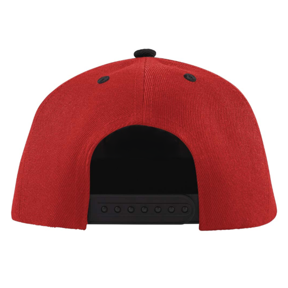 Red/Black Embroidery Logo Patches 6 Panel Snapback Caps Structured Gorras Flat Brim Custom Contrast Color Adjustable Closure OEM 7