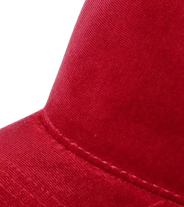 Red Color Velvet Trucker Hat Custom Logo 5-Panel Curved Brim High Quality Medium Profile Wholesale Products Trucker Hat 4