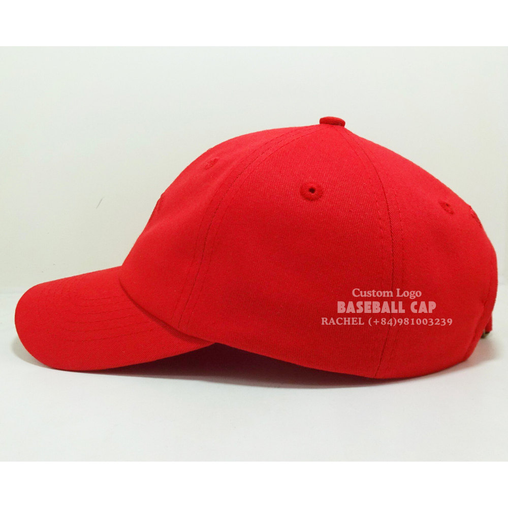 Red Embroidered Baseball Caps 6 Panel Curved Brim Soft Structured Adjustable Slide Medal Buckle For Branding Shopping Give Away 3