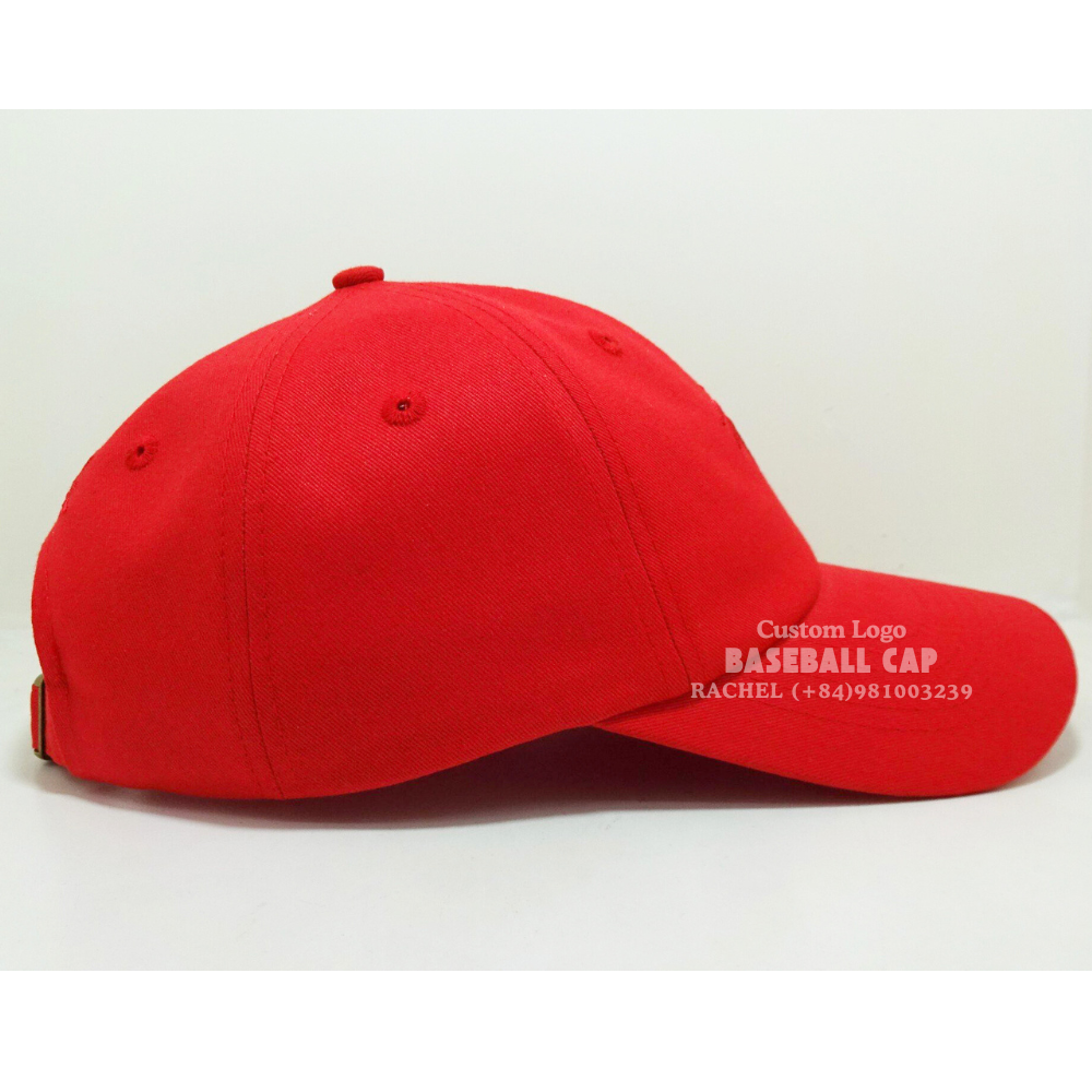 Red Embroidered Baseball Caps 6 Panel Curved Brim Soft Structured Adjustable Slide Medal Buckle For Branding Shopping Give Away 4