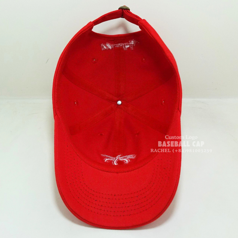 Red Embroidered Baseball Caps 6 Panel Curved Brim Soft Structured Adjustable Slide Medal Buckle For Branding Shopping Give Away 5