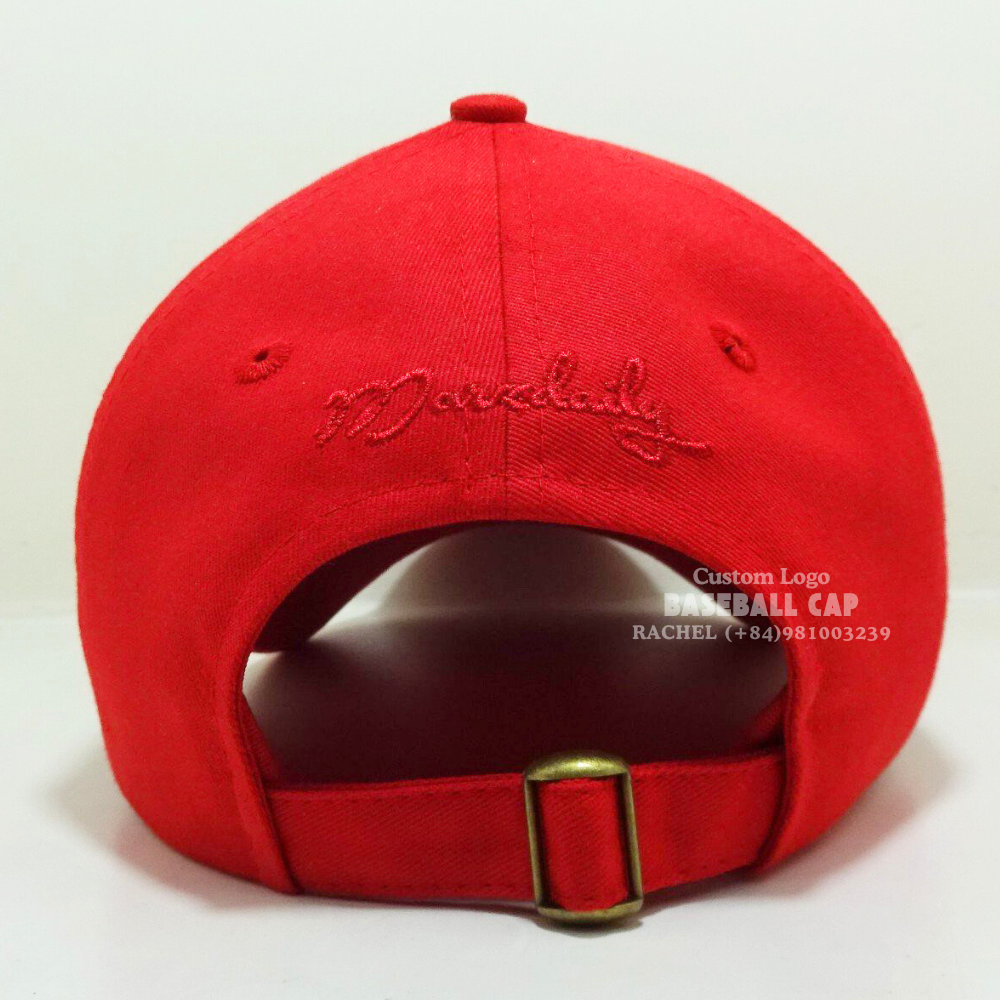 Red Embroidered Baseball Caps 6 Panel Curved Brim Soft Structured Adjustable Slide Medal Buckle For Branding Shopping Give Away 6