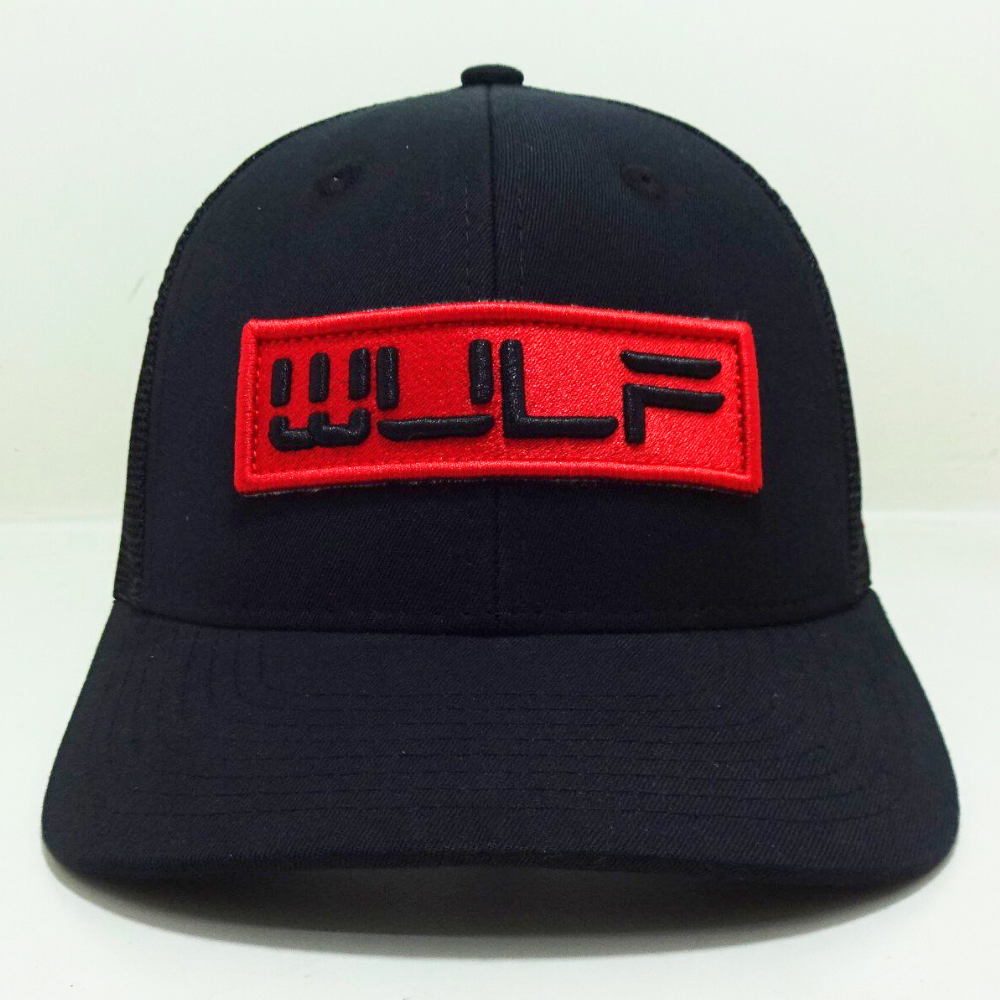 Red Embroidered Logo/Woven Patch Trucker Hats 6 Panel Structured Gorras Custom Inner Tapes Closure Tag Adjustable Snapback Caps 2