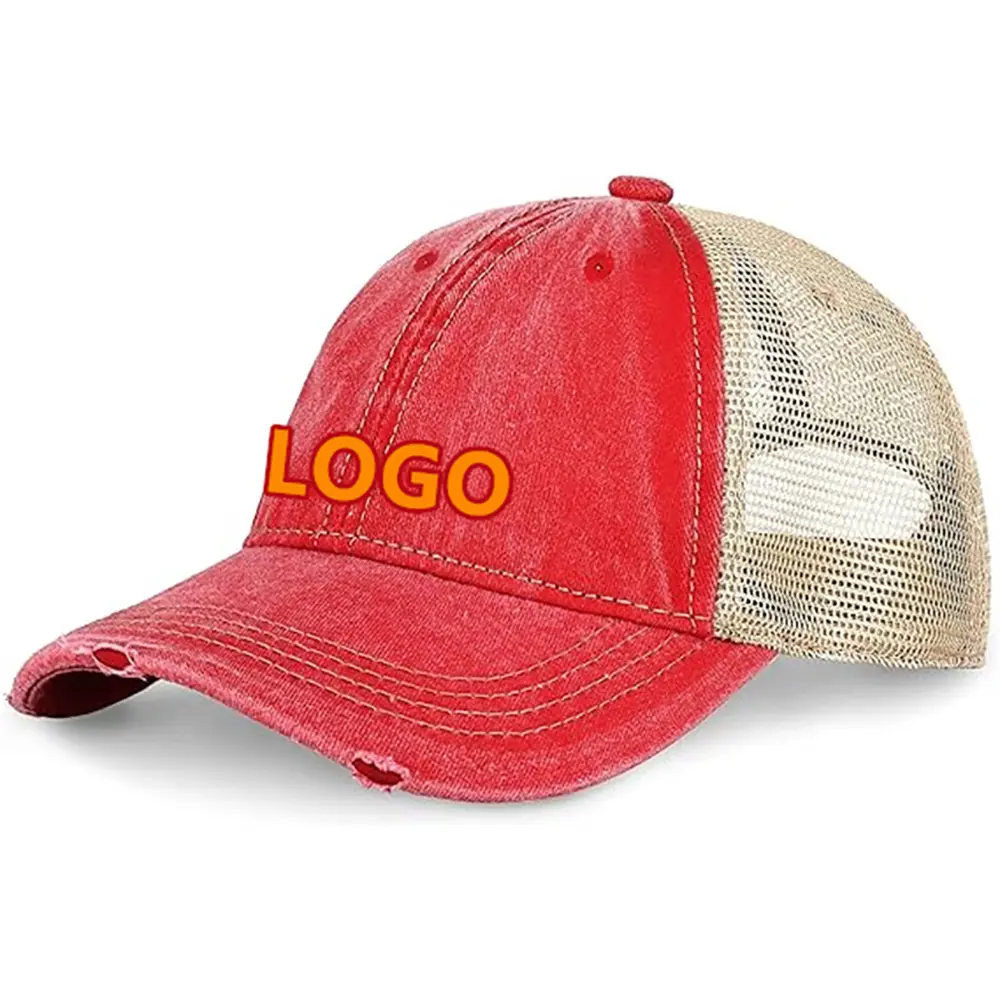 Ripped Baseball Cap Washed Sports Baseball Caps With Custom logo Two Tone Gorras Unstructured Snapback Caps Hats 4