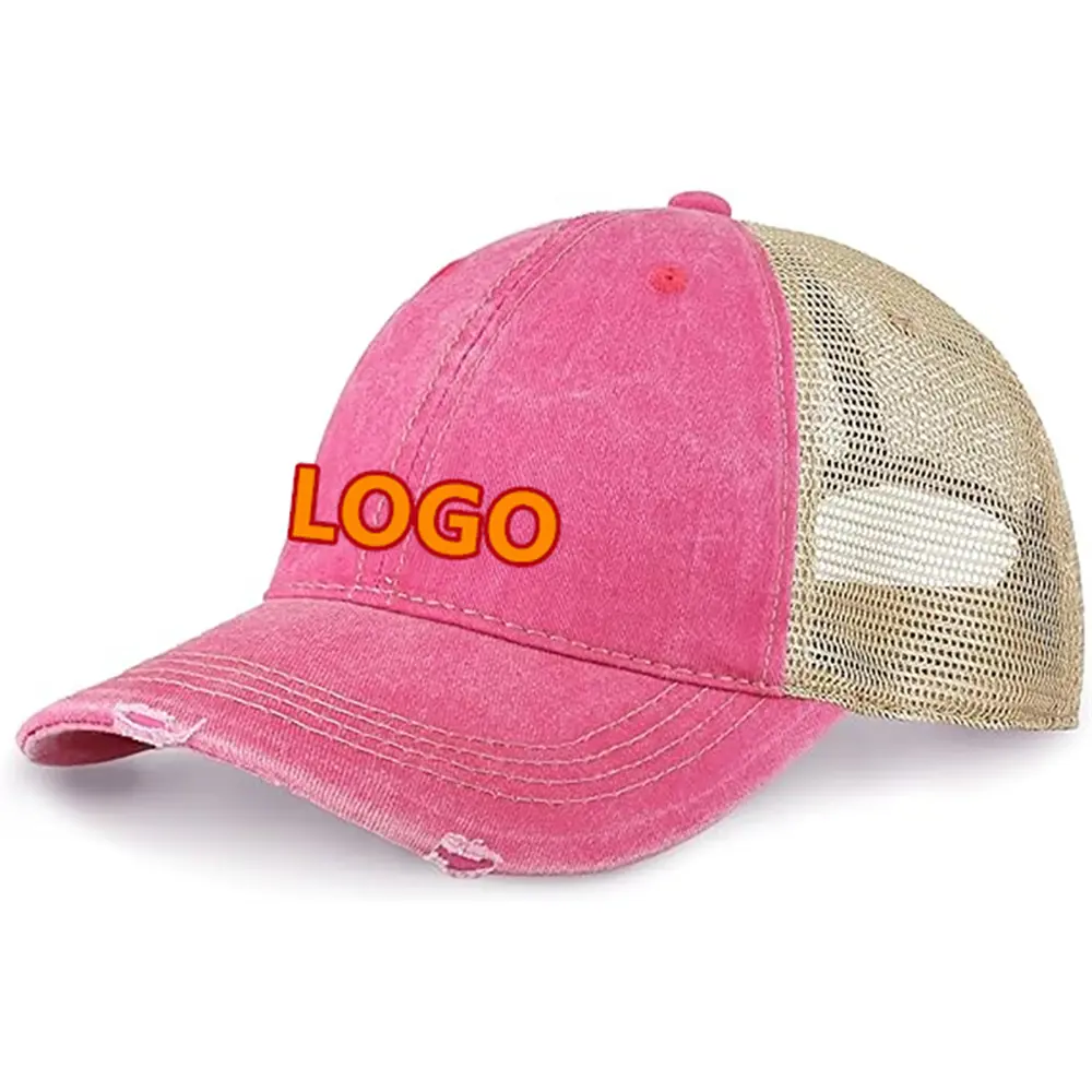 Ripped Baseball Cap Washed Sports Baseball Caps With Custom logo Two Tone Gorras Unstructured Snapback Caps Hats 5