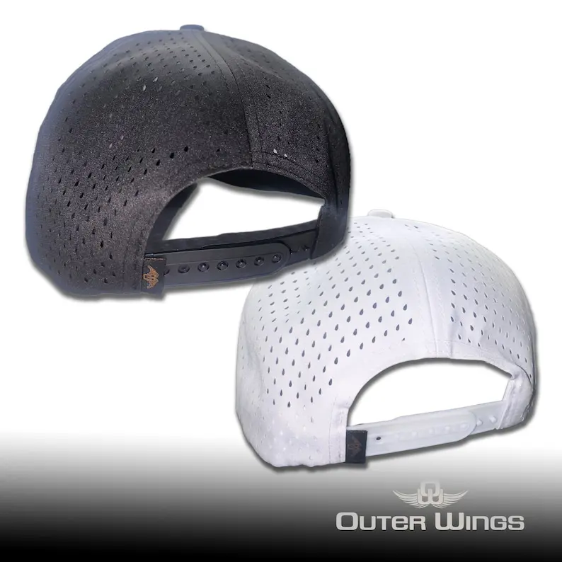 Rope Detail Leather Patch Snapback Cap Vietnam Made Tropical Style Hat With Pre Curved Brim For Golf Casual Laser Cut Holes L01 5
