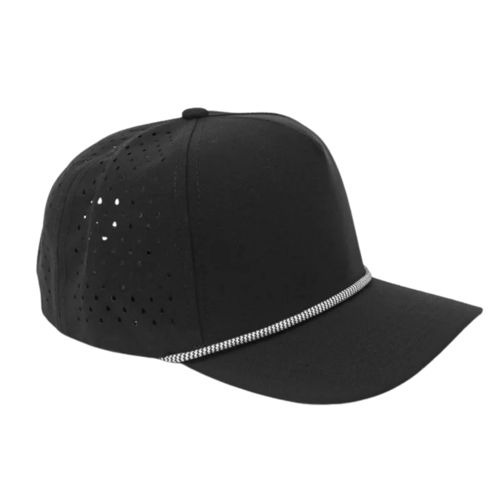 Rope Hat Baseball Cap Laser Cut Hole Perforated Waterproof Digital Printed Logo 5 Panel Trucker Breathable Mesh Snapback Closure 6