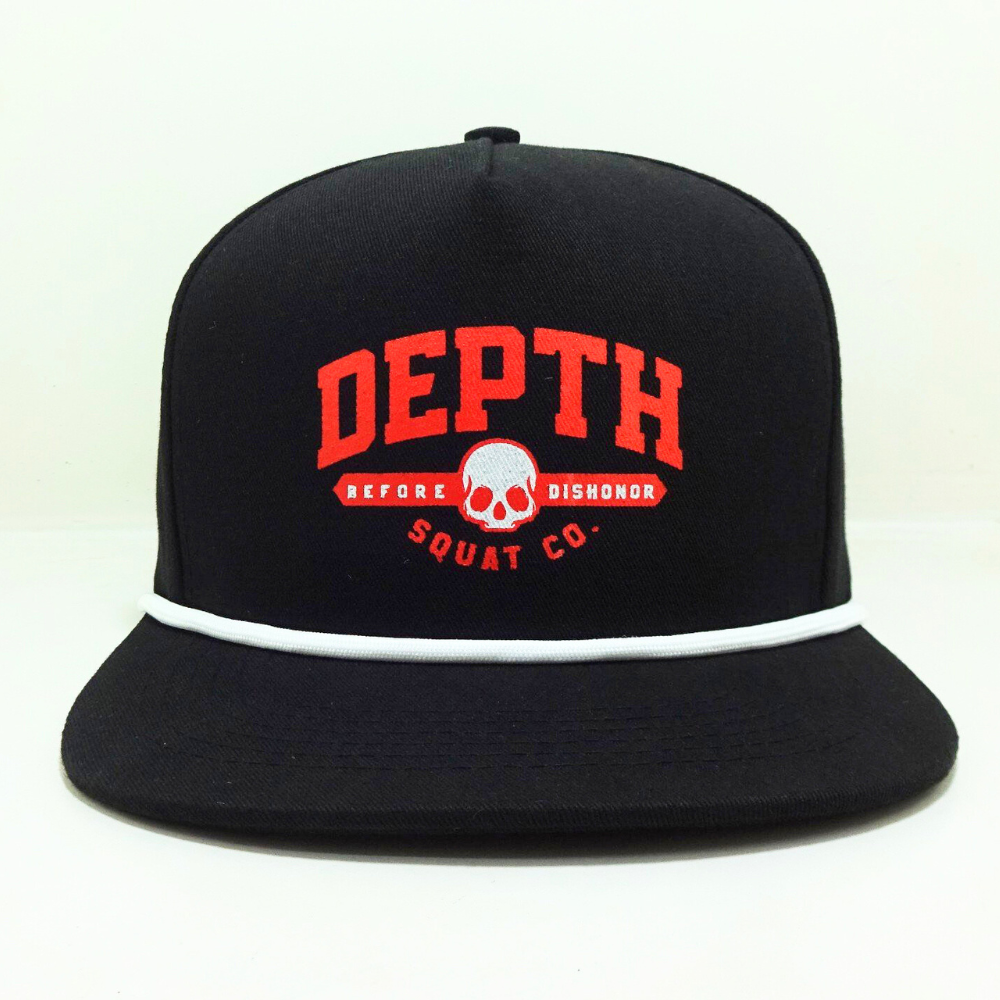 Rope Hat Snapback Caps 5 Panel Flat Brim Printed Logo Structured Gorras Black White Adjustable Single Row Plastic Closure Unisex 1