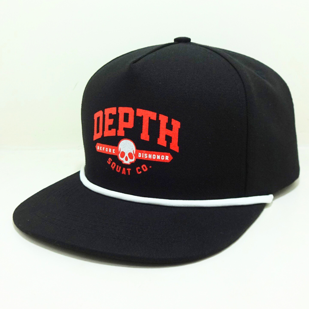 Rope Hat Snapback Caps 5 Panel Flat Brim Printed Logo Structured Gorras Black White Adjustable Single Row Plastic Closure Unisex 2