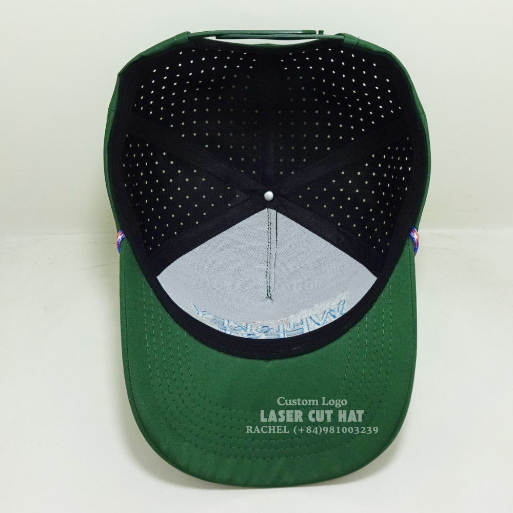 Rope Hats 5 Panel Laser Cut Perforated Hole Embroidered Logo Structured Waterproof Caps Adjustable Snapback Closure Vietnam OEM 6