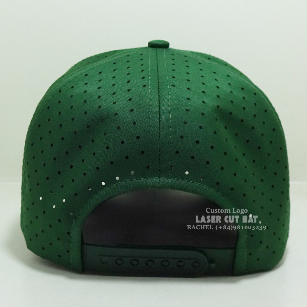 Rope Hats 5 Panel Laser Cut Perforated Hole Embroidered Logo Structured Waterproof Caps Adjustable Snapback Closure Vietnam OEM 7