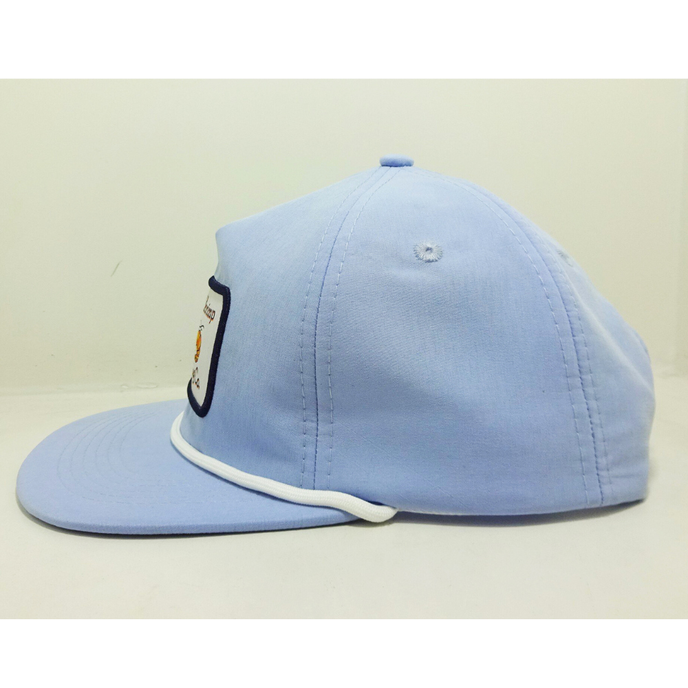 Rope Hats Embroidered Woven Logo Patch Flat Brim Light Blue Color R 256 Caps Shape Adjustable Single Row Snapback Closure Unisex 3