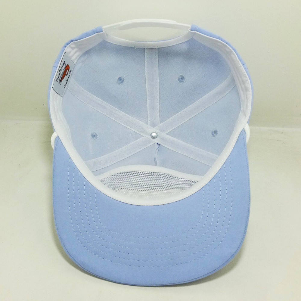 Rope Hats Embroidered Woven Logo Patch Flat Brim Light Blue Color R 256 Caps Shape Adjustable Single Row Snapback Closure Unisex 5