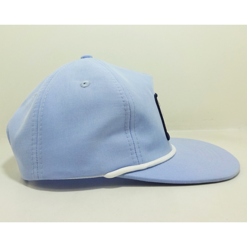 Rope Hats Embroidered Woven Logo Patch Flat Brim Light Blue Color R 256 Caps Shape Adjustable Single Row Snapback Closure Unisex 4