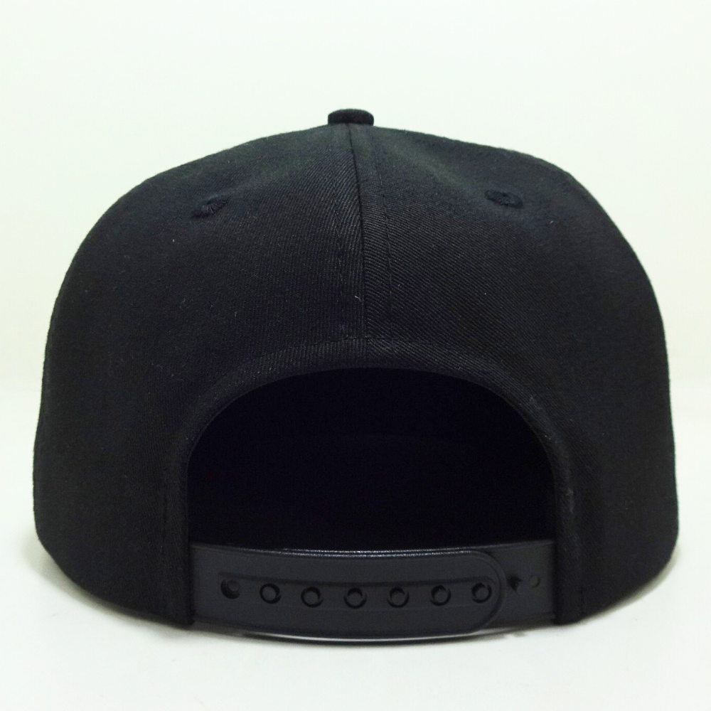 Rope Hats Embroidered/Woven Patch Flat Brim Snapback 5 Panel Structured Caps Black/White Adjustable Single Row Buckle Closure 6