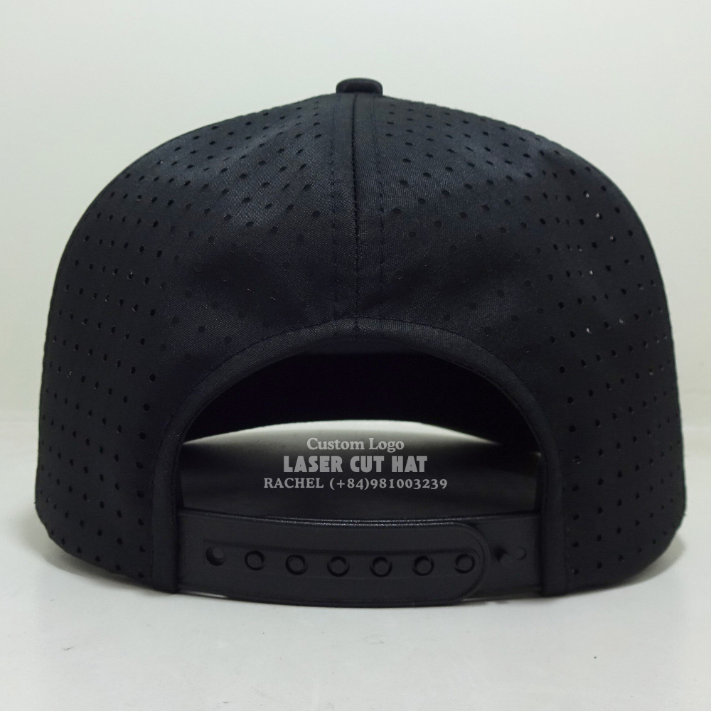 Rope Hats Rubber Logo Patch 5 Panel Structured Laser Cut Hole Perforated Waterproof Slightly Curved Brim Vietnam Factory Unisex 7