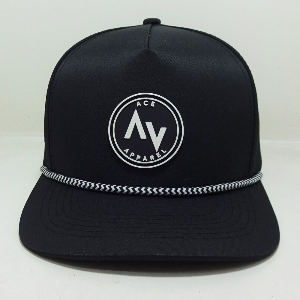 Rope Hats Rubber Logo Patch 5 Panel Structured Laser Cut Hole Perforated Waterproof Slightly Curved Brim Vietnam Factory Unisex 3