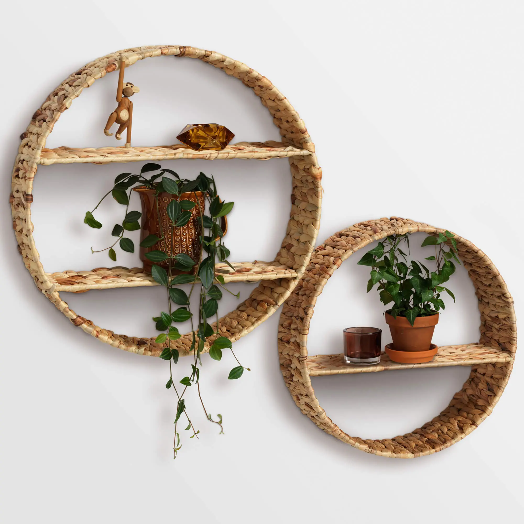 Round water hyacinth shelf Made In Vietnam Eco-friendly material used for Home decoration Storage shelf Wholesale 3