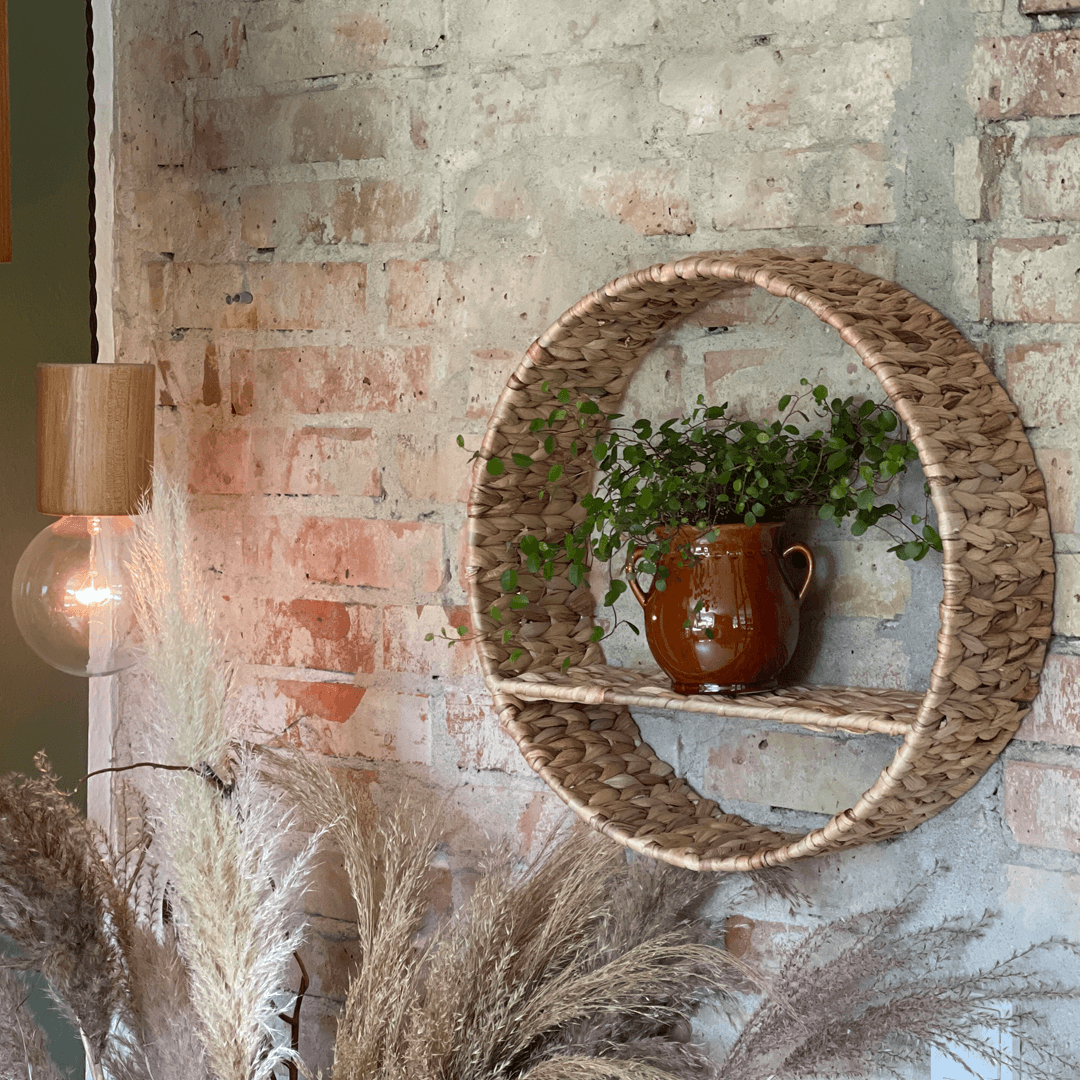 Round water hyacinth shelf Made In Vietnam Eco-friendly material used for Home decoration Storage shelf Wholesale 5