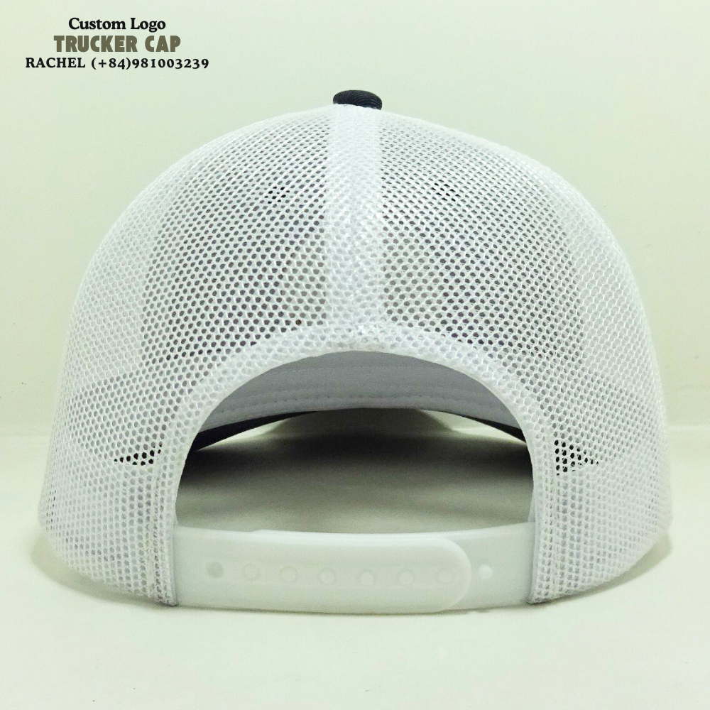 Rounded Leather Patch Hats Trucker 6 Panel Gorras Structured Caps Slightly Curved Brim Black/White Adjustable Snapback Closure 6