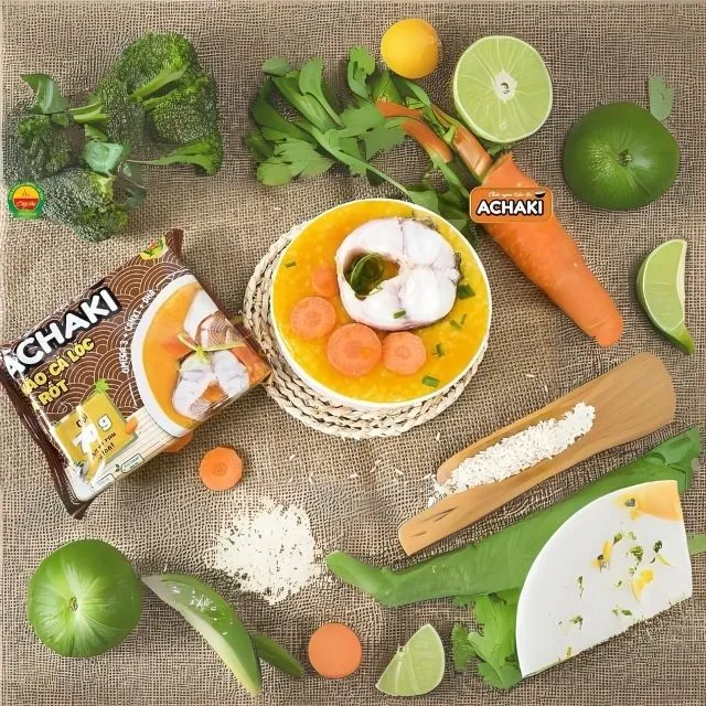 100% fresh ingredients Instant porridge Achaki Snakehead fish and carrot delicious retort pouch healthy baby made in Vietnam 5
