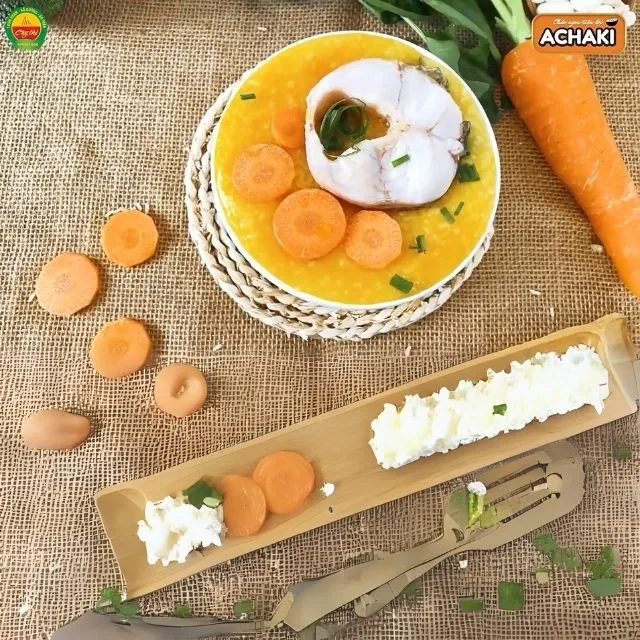 100% fresh ingredients Instant porridge Achaki Snakehead fish and carrot delicious retort pouch healthy baby made in Vietnam 6