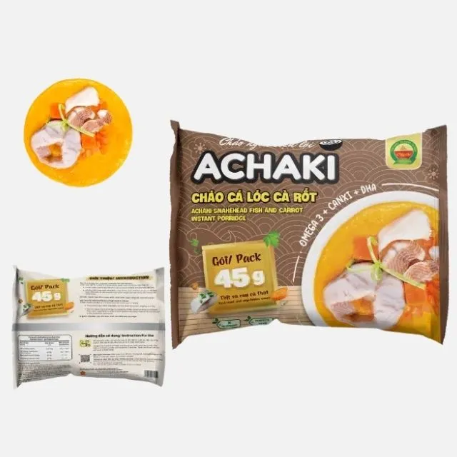 100% fresh ingredients Instant porridge Achaki Snakehead fish and carrot delicious retort pouch healthy baby made in Vietnam 4