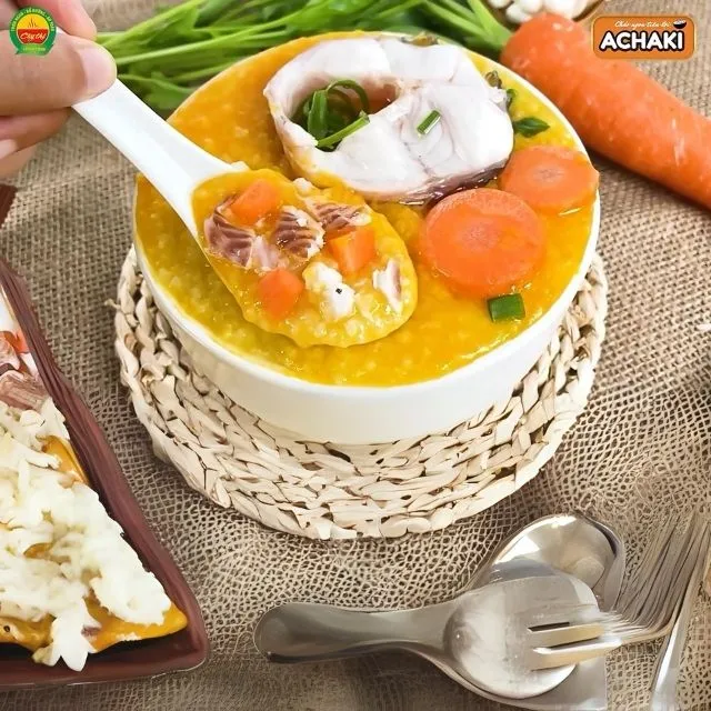 100% fresh ingredients Instant porridge Achaki Snakehead fish and carrot delicious retort pouch healthy baby made in Vietnam 8