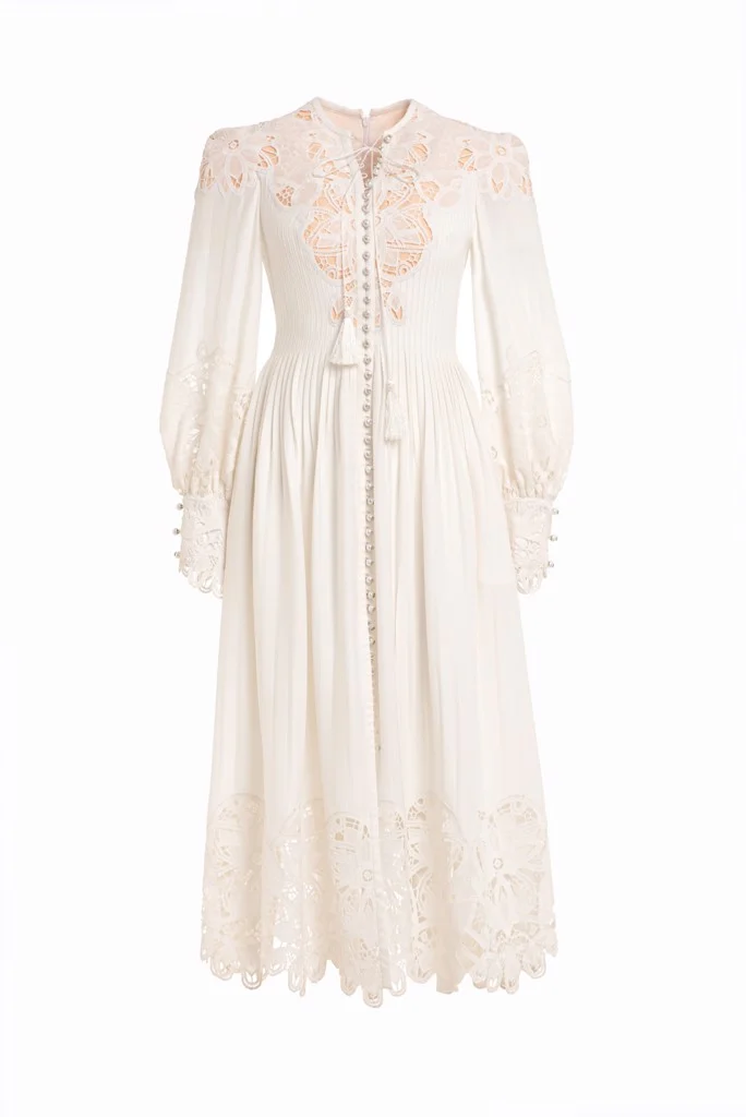 The New Items ATONIA DRESS Handcrafted techniques combine to create meticulous embroidered lace details to create meticulous embroidered lace details to create elegance and eye-watching 2
