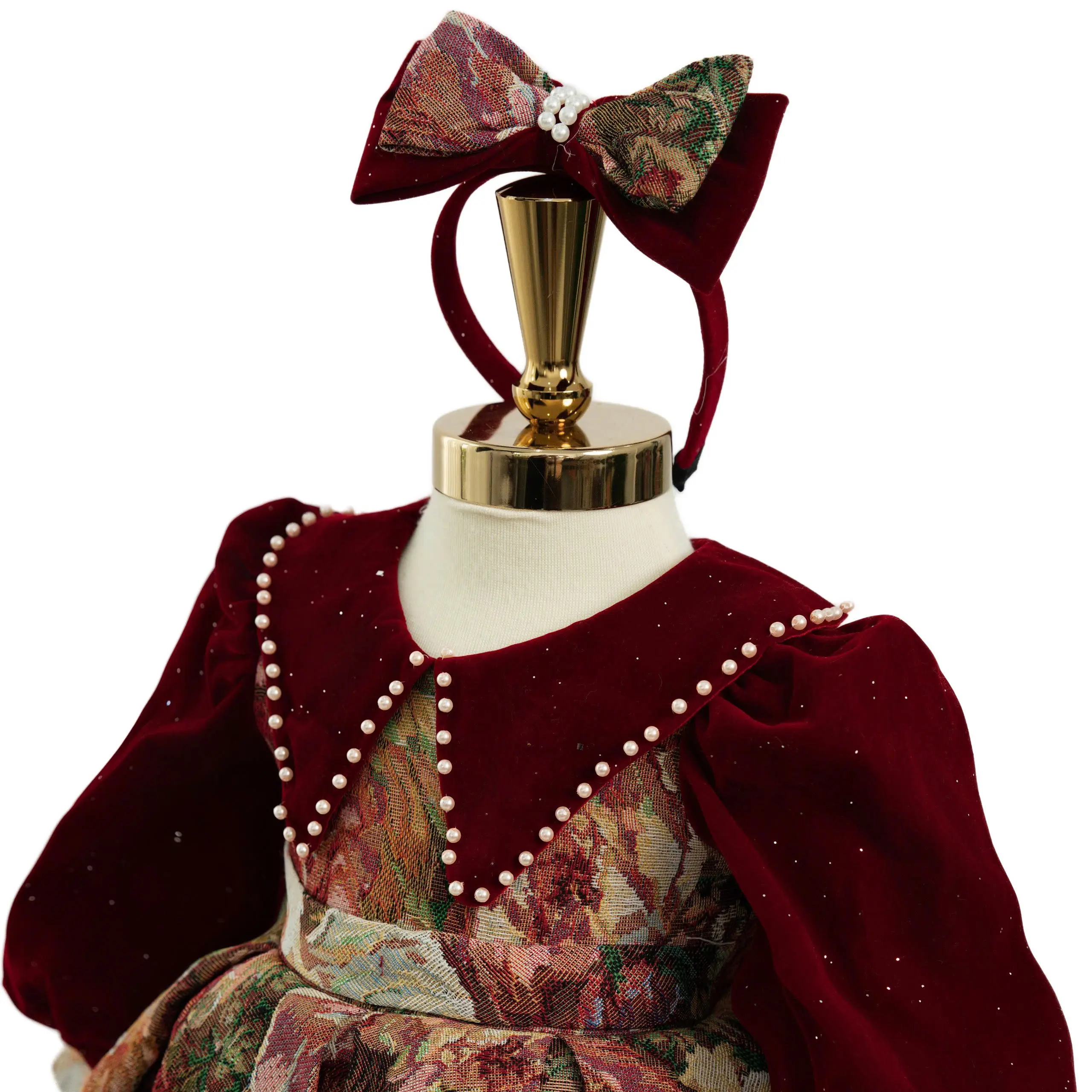 2Best Price Winter Velvet Brocade Princess Dress for Baby Girls OEM ODM Large Size Party Style Clothes Made in Vietnam 3