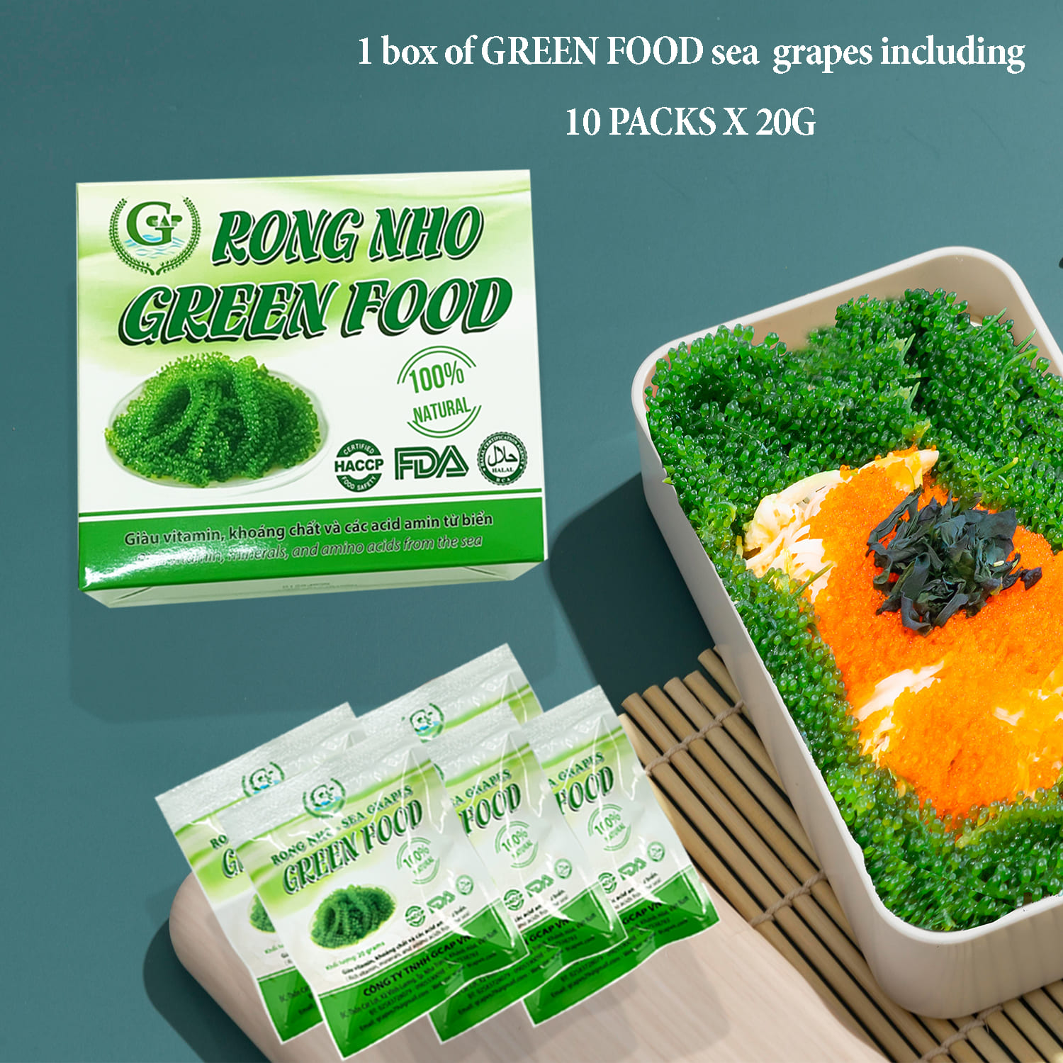 Salted Sea Grapes Green Food Dehydrated Seaweed Organic Umibudo Green Caviar 200 Grams GCAP VN Manufacturer - HIGH QUALITY 1