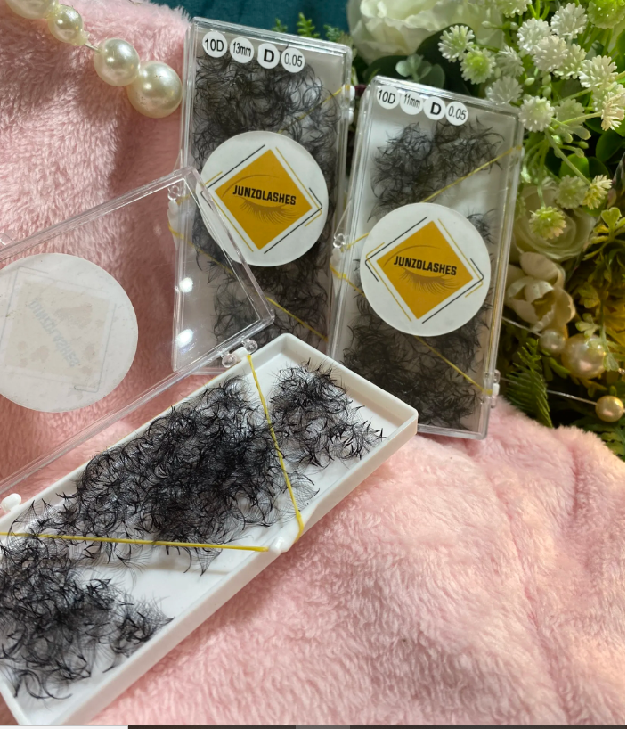 Premade Loose Fans And Line Fans 10D Korean PBT Narrow Pointy Base Premade Fan Eyelash Extension Factory Heat Bonded Nature Looking  1