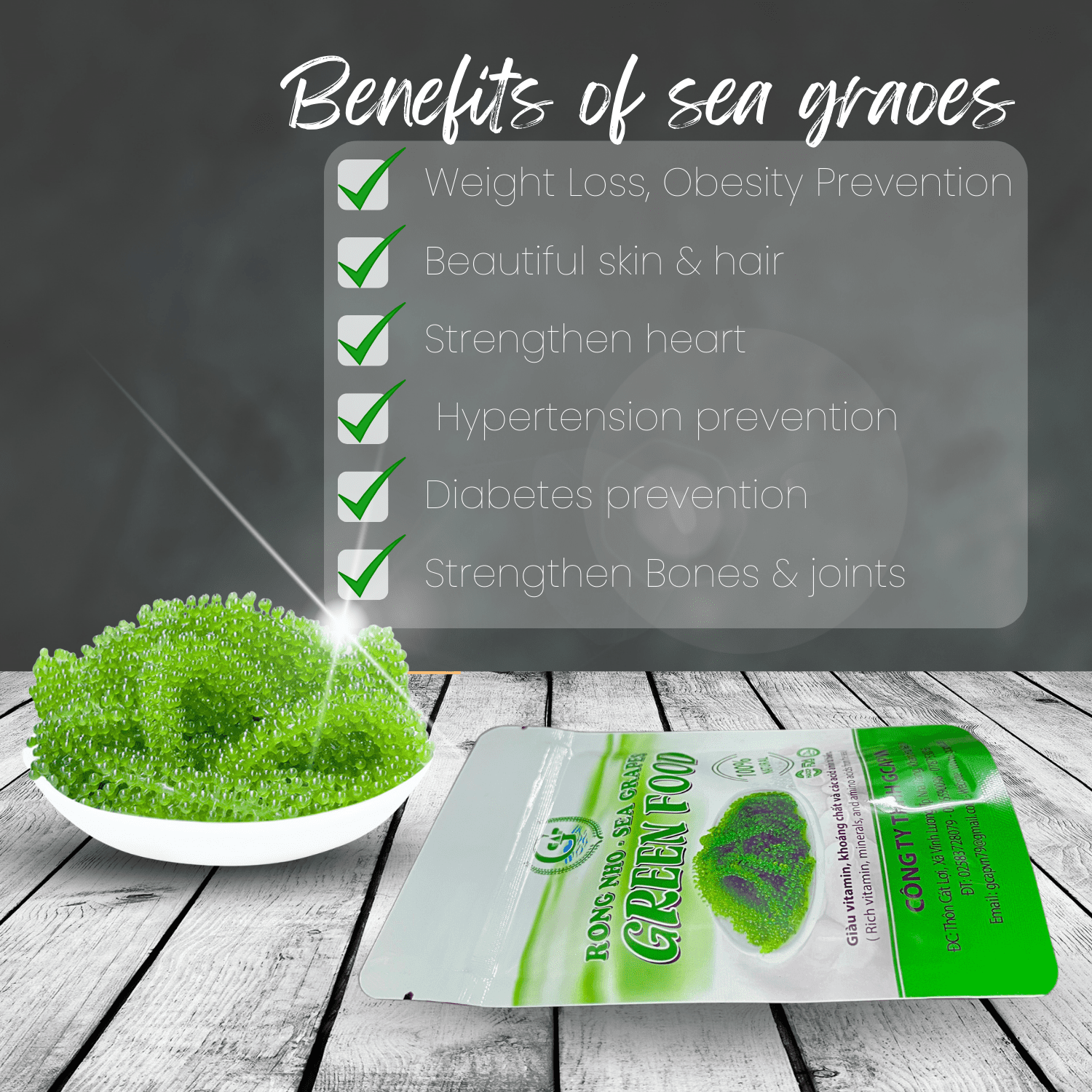 Organic Dried Salted Sea Grapes Dehydrated seaweed Organic Zipper 100 Grams From Viet Nam GCAP VN Manufacturer 5