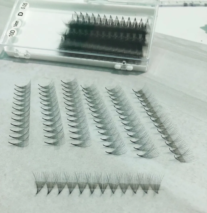Premade Loose Fans And Line Fans 10D Korean PBT Narrow Pointy Base Premade Fan Eyelash Extension Factory Heat Bonded Nature Looking  3