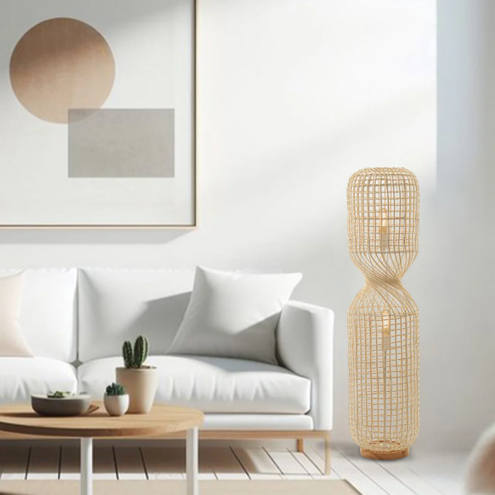 Antique twisted rattan floor lamp, Lamps made from handmade materials, home decoration accessories, wholesale. 6