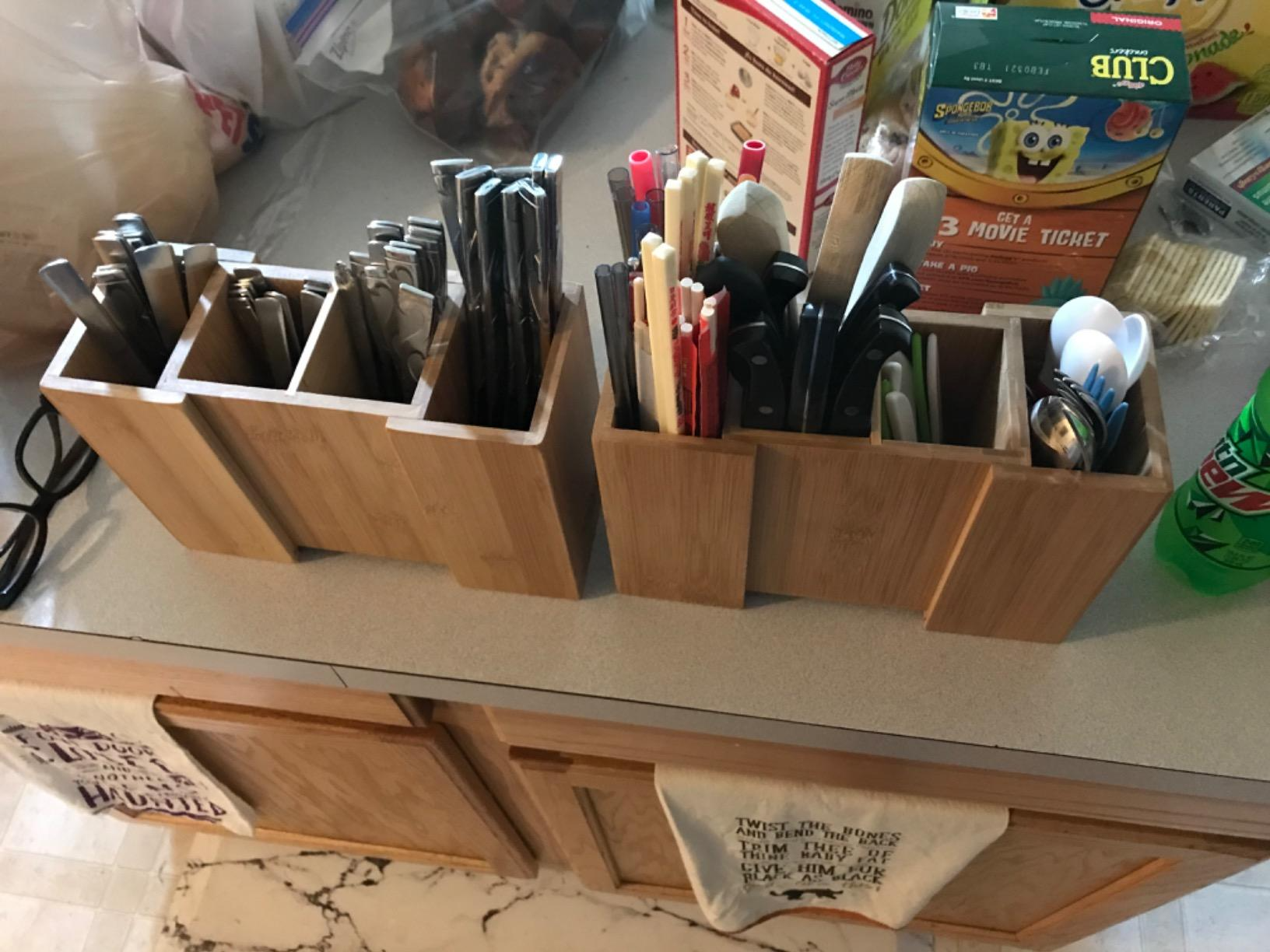 Bamboo Expandable Cooking Utensil Kitchen Tool Holder, safe for health and aesthetically pleasing, wholesale. 4