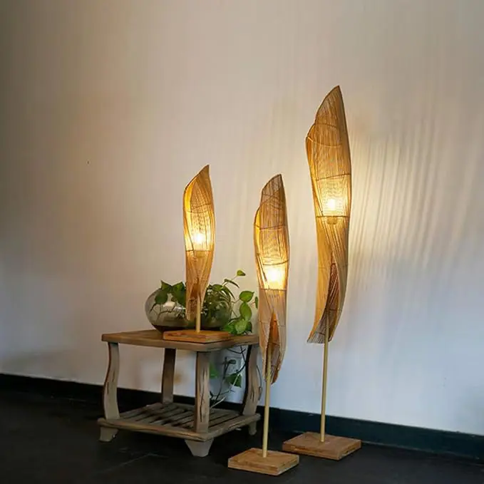Bamboo Floor Lamp, Lamps made from handmade materials, home decoration accessories, wholesale. 6