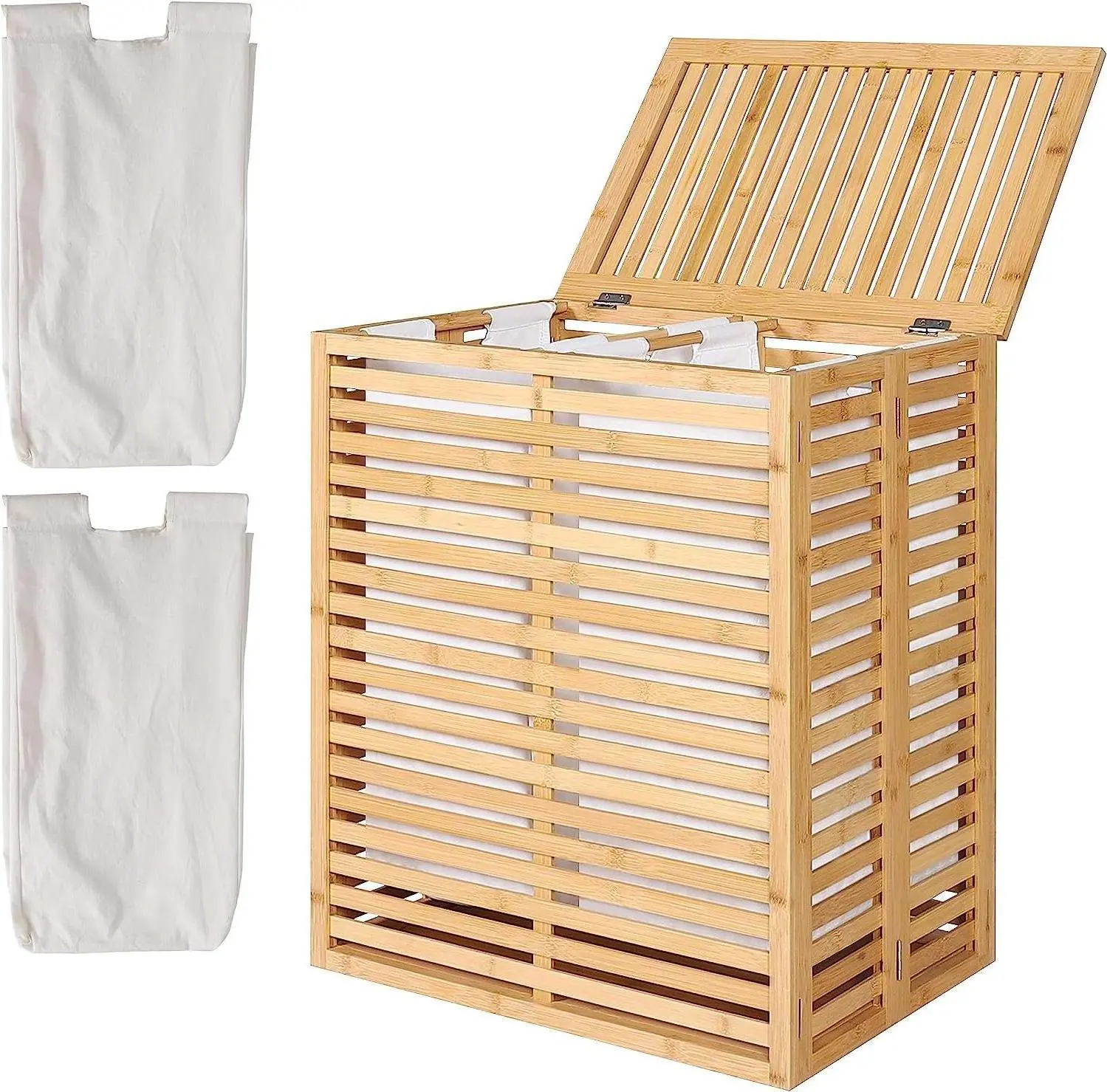 Bamboo laundry basket, Multi-purpose storage basket, home organization accessory, highly aesthetic, wholesale available. 1