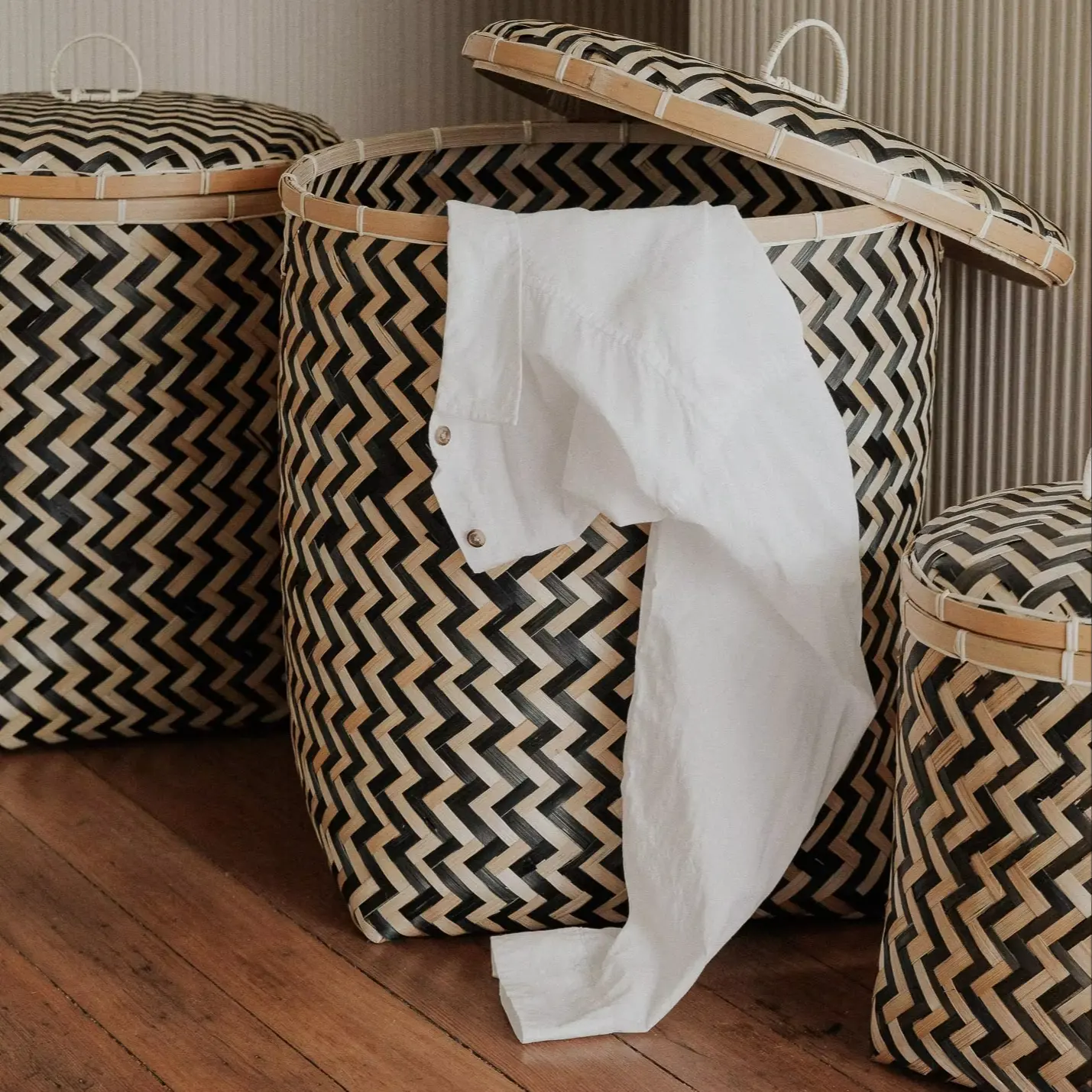 Bamboo laundry basket with handle, Multi-purpose storage basket home organization accessory highly aesthetic wholesale available 6
