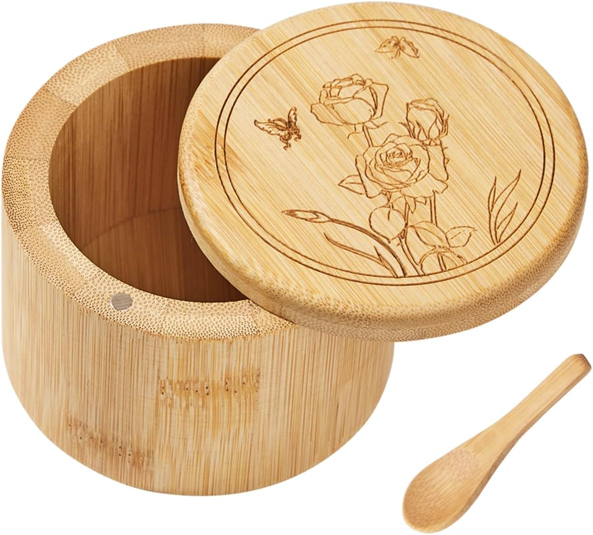 Bamboo Salt Box is made from natural materials, environmentally friendly, heat resistant, durable and beautiful. 4