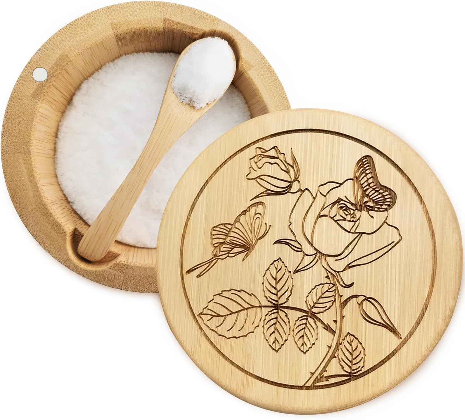 Bamboo Salt Box is made from natural materials, environmentally friendly, heat resistant, durable and beautiful. 1