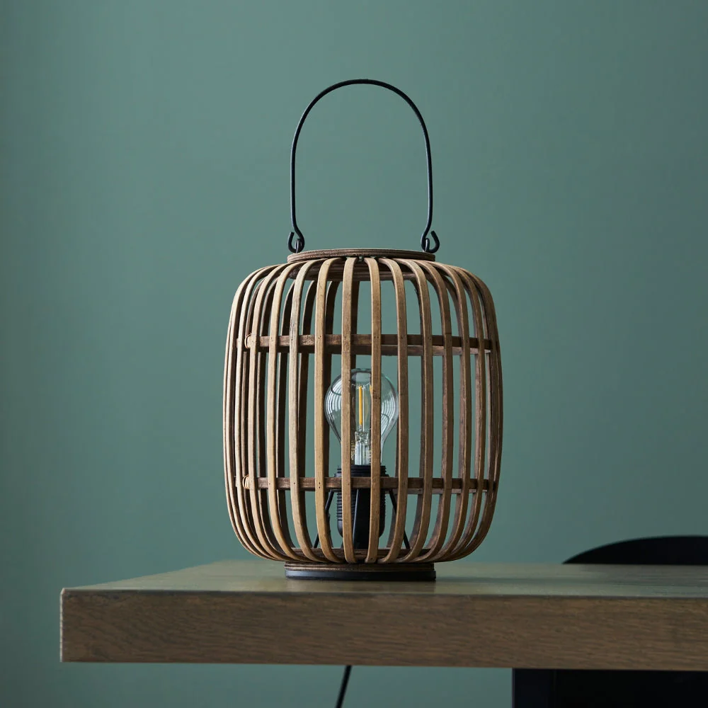 Bamboo table lamp with handle, Lamps made from handmade materials, home decoration accessories, wholesale. 5