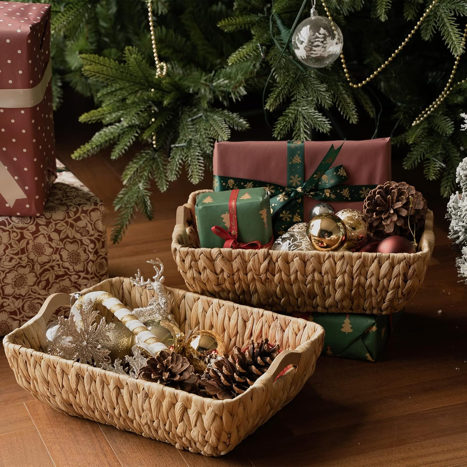 Basket with wooden handle, Storage basket, home organization accessory highly aesthetic, wholesale available. 4