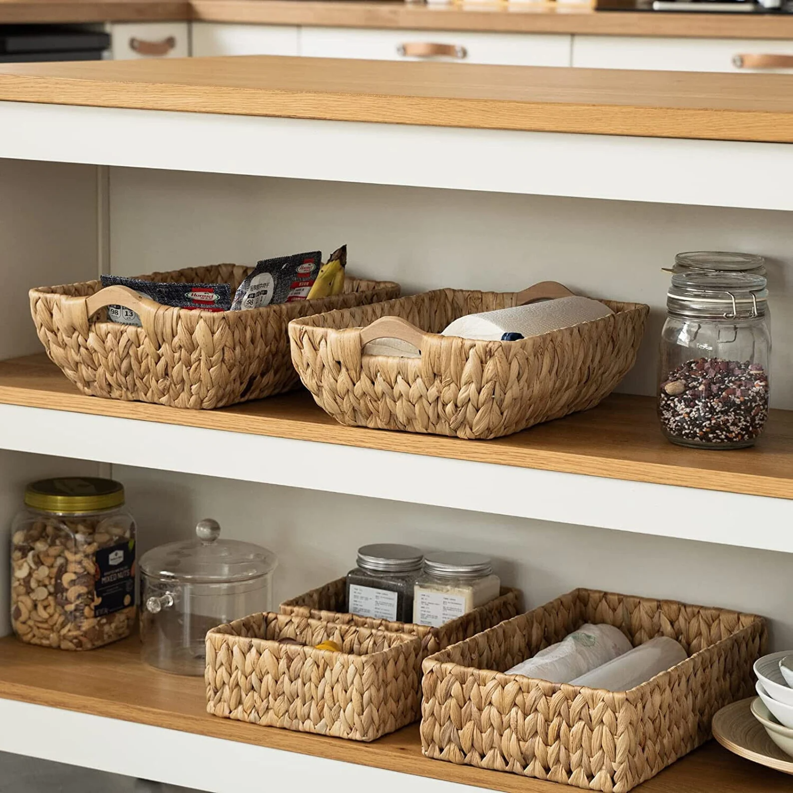 Basket with wooden handle, Storage basket, home organization accessory highly aesthetic, wholesale available. 6