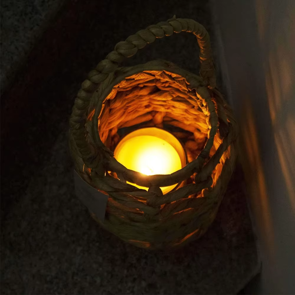 Beautifully designed hyacinth candle lantern with handle, Craft Lamps, Home Decor, Eco Friendly Home Decor, Wholesale. 3