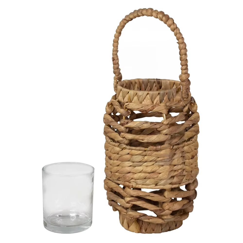 Beautifully designed hyacinth candle lantern with handle, Craft Lamps, Home Decor, Eco Friendly Home Decor, Wholesale. 1